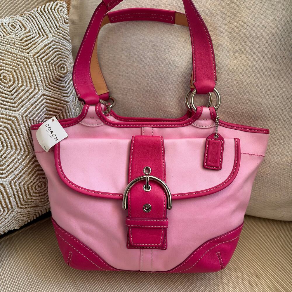 NWT Coach 1882 Pink Soho Twill Buckle Tote Y2K Deadstock Vintage